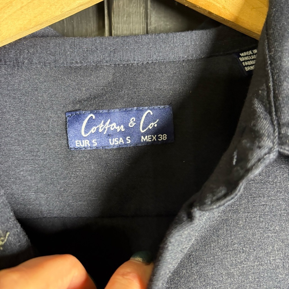 Cotton & Co Mens Small Short Sleeve Button Front Polo Shirt NWT Navy Casual - Picture 3 of 8
